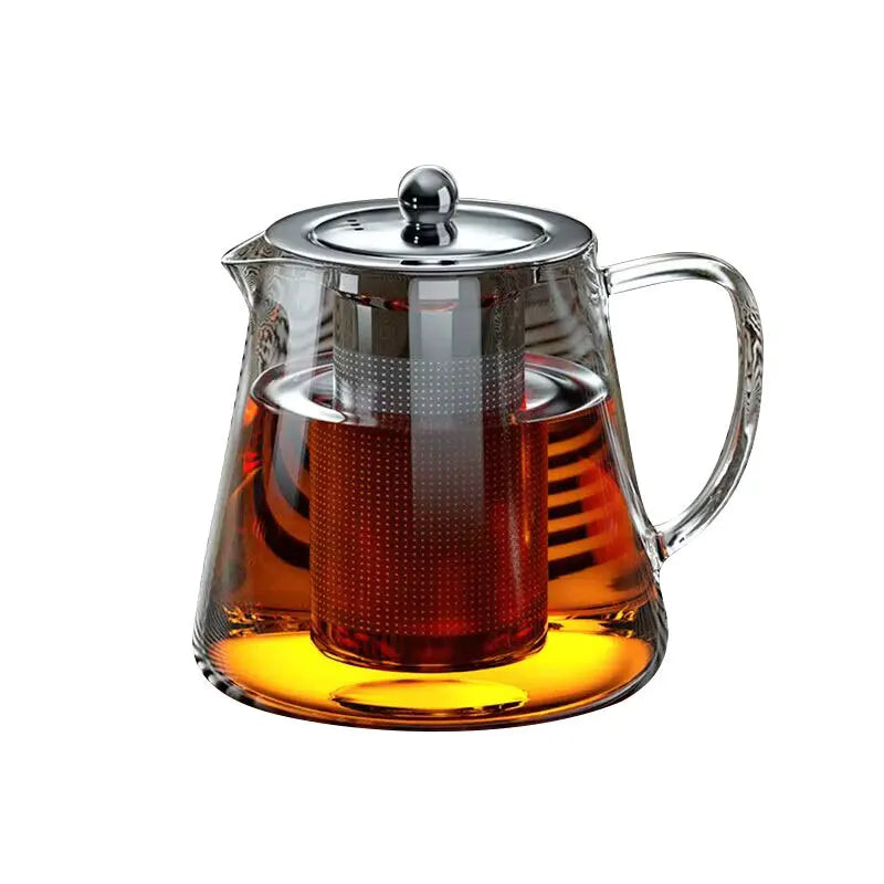 Heat Resistant Glass Teapot with Stainless Steel Tea Strainer Infuser