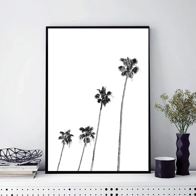 Black and White Palm Trees Posters