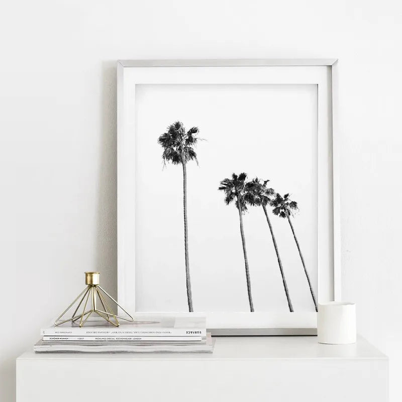 Black and White Palm Trees Posters