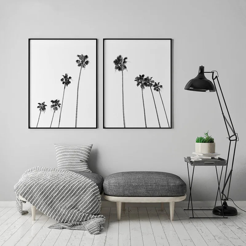 Black and White Palm Trees Posters