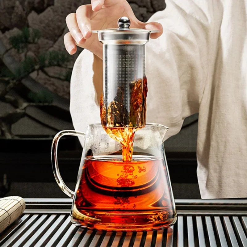 Heat Resistant Glass Teapot with Stainless Steel Tea Strainer Infuser