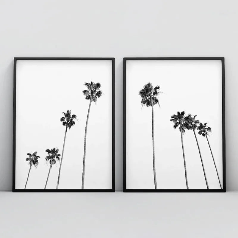 Black and White Palm Trees Posters